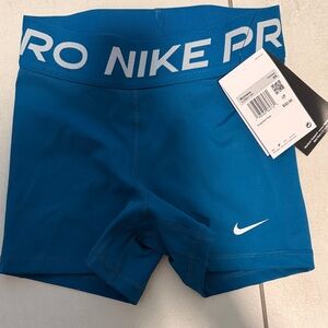 Nike Pro Teal Shorts with White Accents